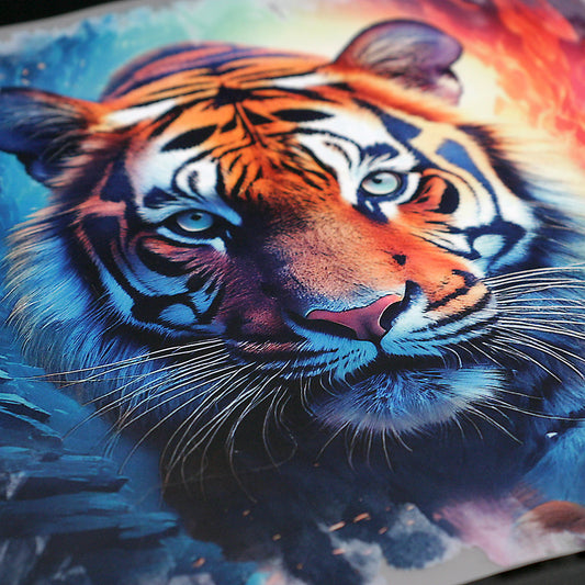 Dimensionsriss Tiger Bügelbild