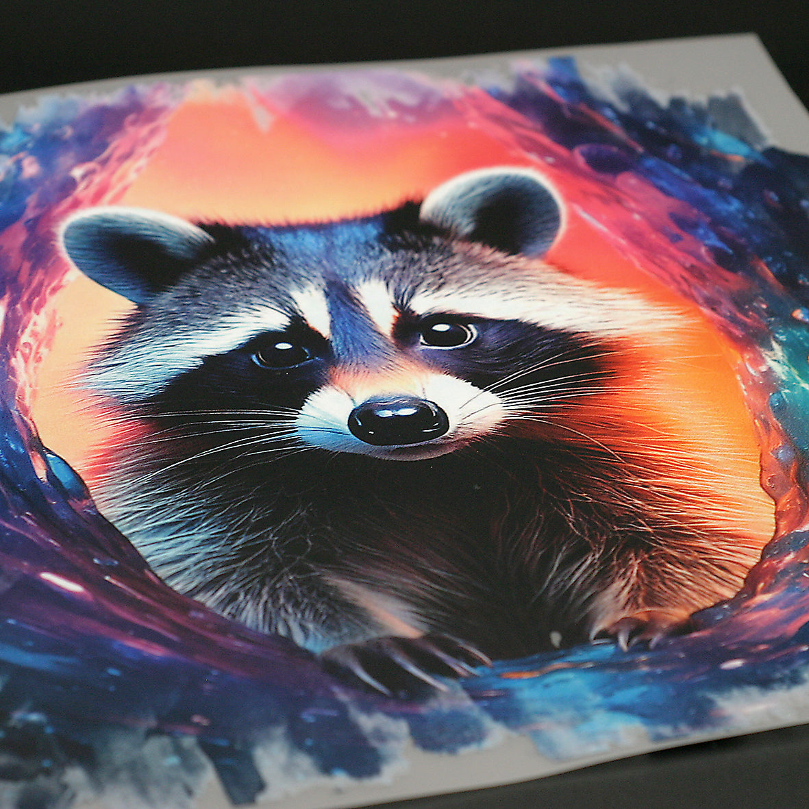 Dimensionsriss Waschbär Bügelbild