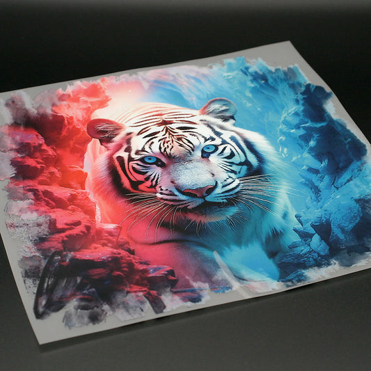 Dimensionsriss Weisser Tiger Bügelbild